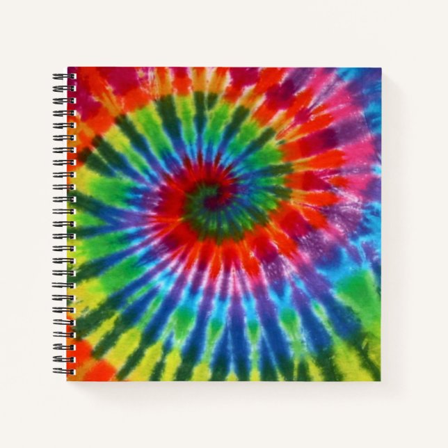 Hippy Peace Retro 60s Tie Dye Notebook (Front)