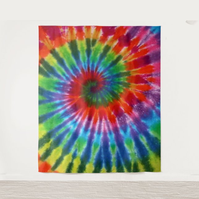 Hippy Peace Retro 60s Tie Dye Tapestry (Front)