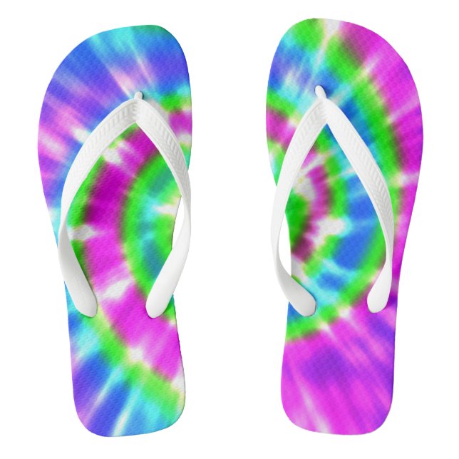 Hippy Peace Retro Tie Dye Colourful Boho Jandals (Footbed)