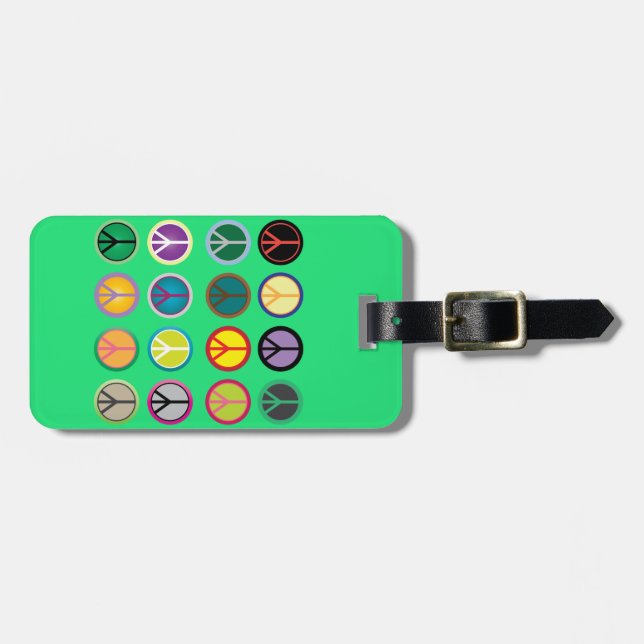 Hippy peace sign 60s colourful pattern luggage tag (Front Horizontal)