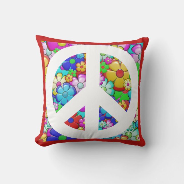Hippy peace sign cushion (Front)