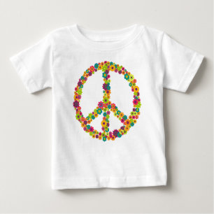 Hippy peace sign flowers baby T-Shirt
