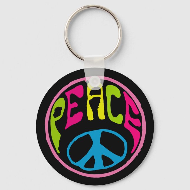 Hippy Peace Sign Key Ring (Front)
