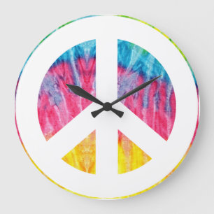 Hippy peace sign large clock