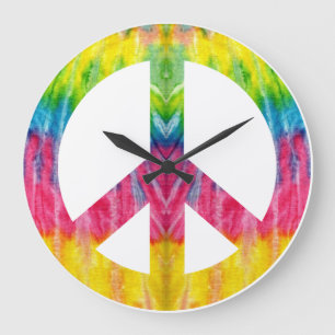 Hippy peace sign large clock