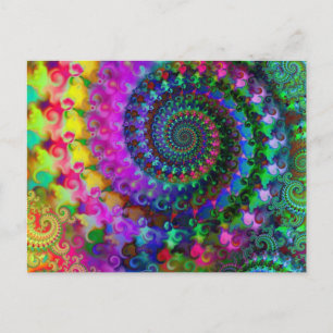 Hippy Rainbow Fractal Pattern Postcard