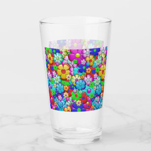 Hippy retro floral art glass