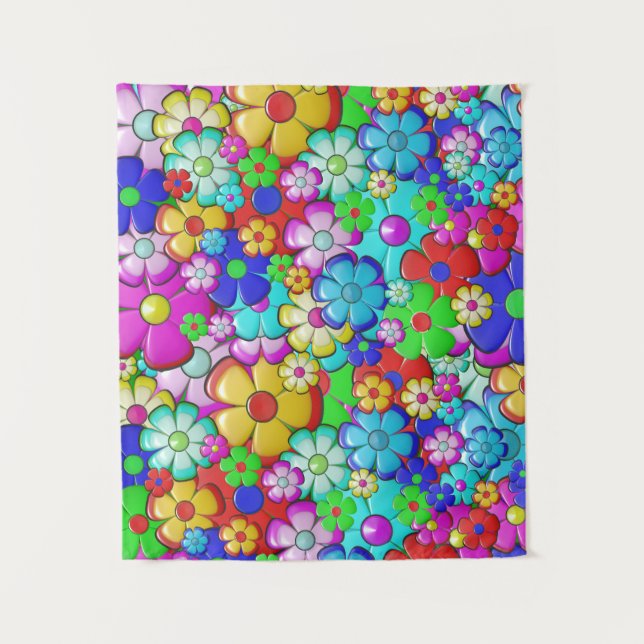 Hippy retro floral art tapestry (Front)