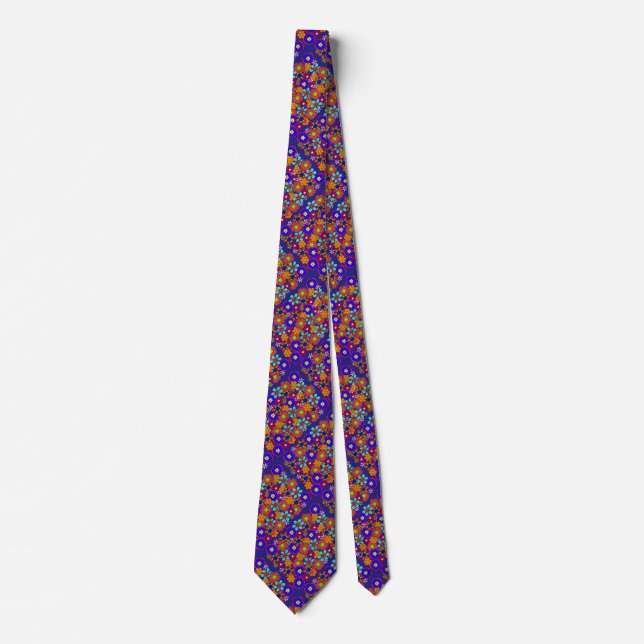 Hippy Retro Flowers Tie (Front)