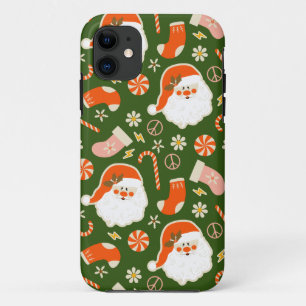 Hippy Santa and candy cane pattern  Case-Mate iPhone Case