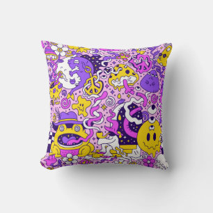 Hippy Style Cartoon illustration Cushion