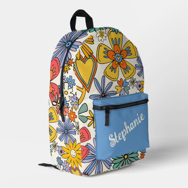 Hippy Style Personalised Printed Backpack (Back Corner Left)