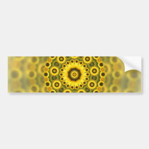 Hippy Sunflower Fractal Mandala Pattern Bumper Sticker