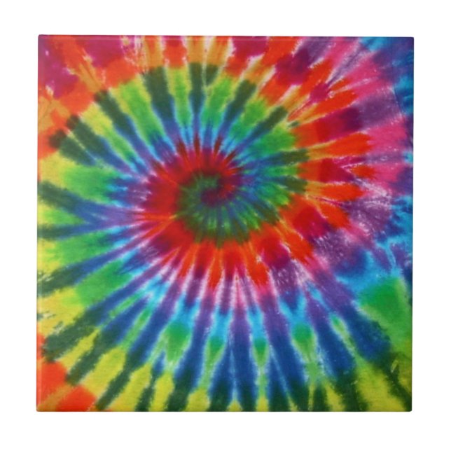 Hippy Tie Dye 60s Retro Colourful Boho Tile (Front)