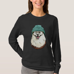 Hipster American Eskimo Animal Wearing Sunglasses  T-Shirt