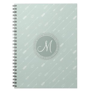 Hipster Arrow Mint Green Monogram Spiral Notebook