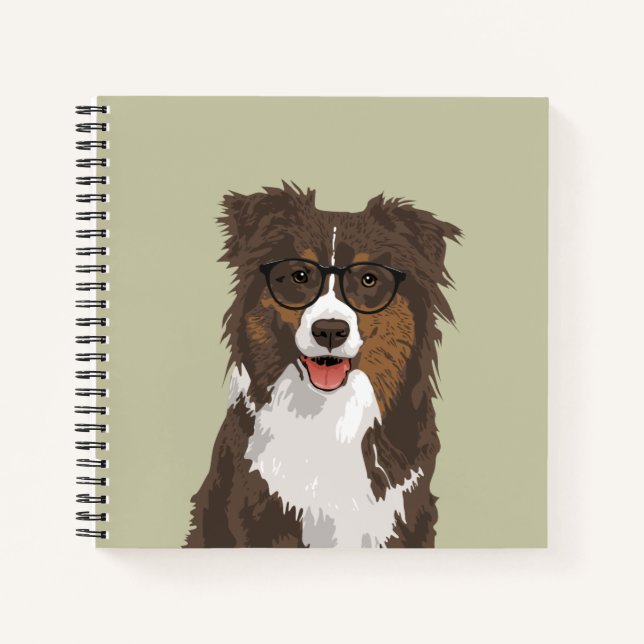 Hipster Australian Shepherd Dog Notebook (Front)