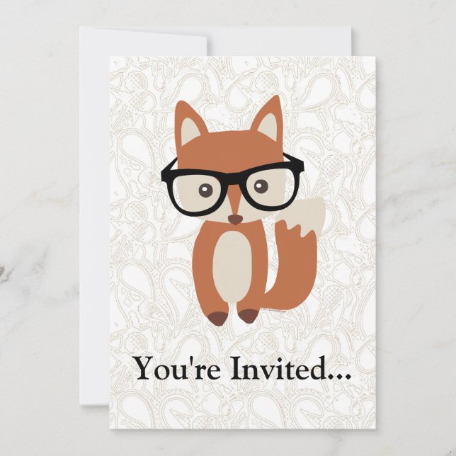Hipster Baby Fox w/Glasses Invitation (Front)