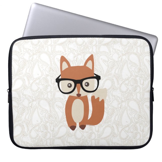 Hipster Baby Fox w/Glasses Laptop Sleeve (Front)