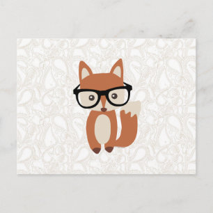 Hipster Baby Fox w/Glasses Postcard