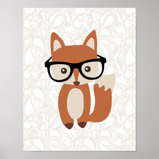 Hipster Baby Fox w/Glasses Poster (Front)