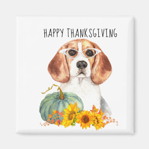 Hipster Beagle Customisable Thanksgiving  Magnet