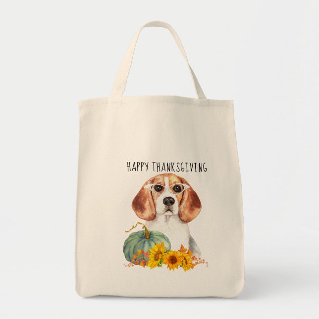 Hipster Beagle Customisable Thanksgiving  Tote Bag (Front)