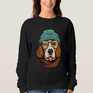 Hipster Beagle Dog Animal Wearing Sunglasses Puppy Sweatshirt