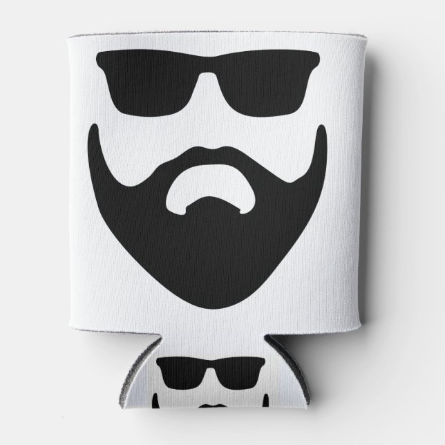 hipster beard and sunglasses can cooler (Front)