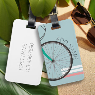 Hipster Bicycle Wheel with Custom Name Luggage Tag