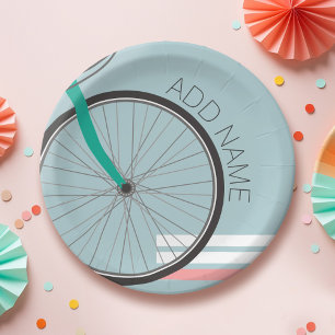 Hipster Bicycle Wheel with Custom Name Paper Plate