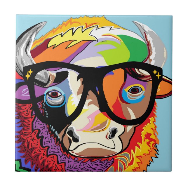 Hipster Bison "Buffalo" Tile (Front)