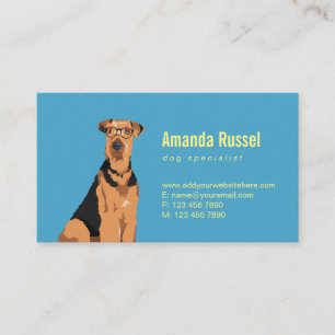 Hipster Black and Brown Airedale Terrier Dog Business Card