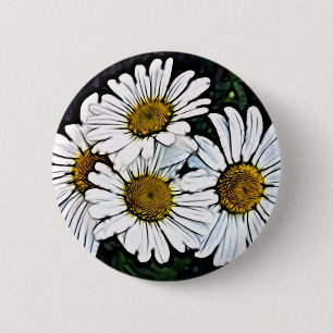 Hipster Bohemian Chic Summer White Daisy 6 Cm Round Badge