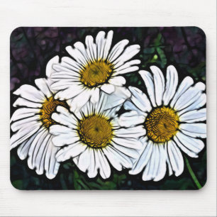 Hipster Bohemian Chic Summer White Daisy Mouse Pad