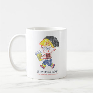 Hipster Boy distressed vintage Parody illustration Coffee Mug