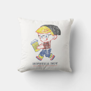 Hipster Boy distressed vintage Parody illustration Cushion