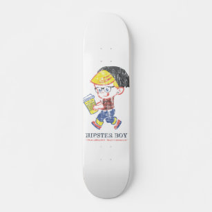 Hipster Boy distressed vintage Parody illustration Skateboard