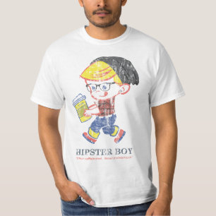 Hipster Boy distressed vintage Parody illustration T-Shirt