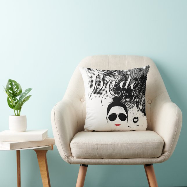 Hipster Bride Two Hearts One Love Aviator Glasses Cushion (Chair)