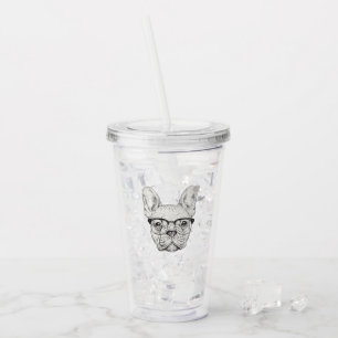 Hipster Bulldog Acrylic Tumbler