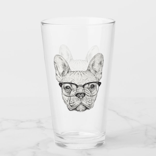 Hipster Bulldog Glass (Front)