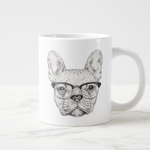 Hipster Bulldog Large Coffee Mug