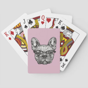 Hipster Bulldog Playing Cards