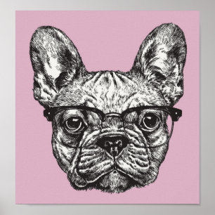 Hipster Bulldog Poster
