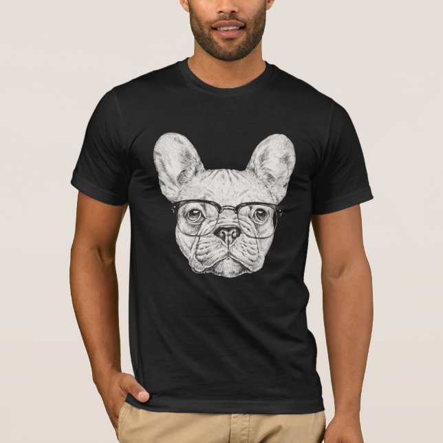 Hipster Bulldog T-Shirt (Front)