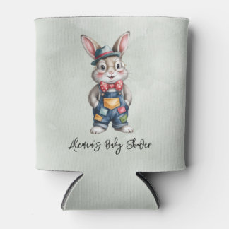 Hipster Bunny Boy Baby Shower Gift Can Cooler