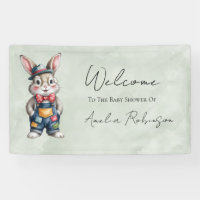 Hipster Bunny Boy Baby Shower Gift Welcome Sign