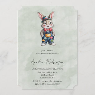 Hipster Bunny Boy Baby Shower  Invitation