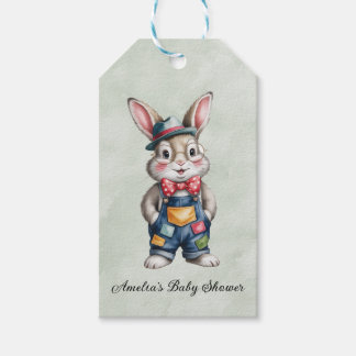 Hipster Bunny Boy Baby Shower Thank You Gift Tags